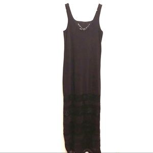 Element black boho maxi dress with crochet lace size L